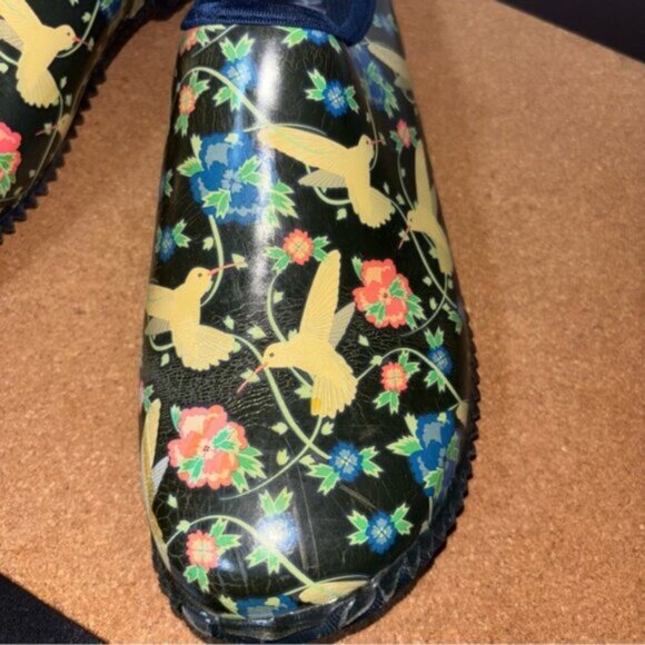 Western Chief Navy Clogs Womens 7 Birds Doves Slip On No Back Garden Boho Rubber - Picture 2 of 7